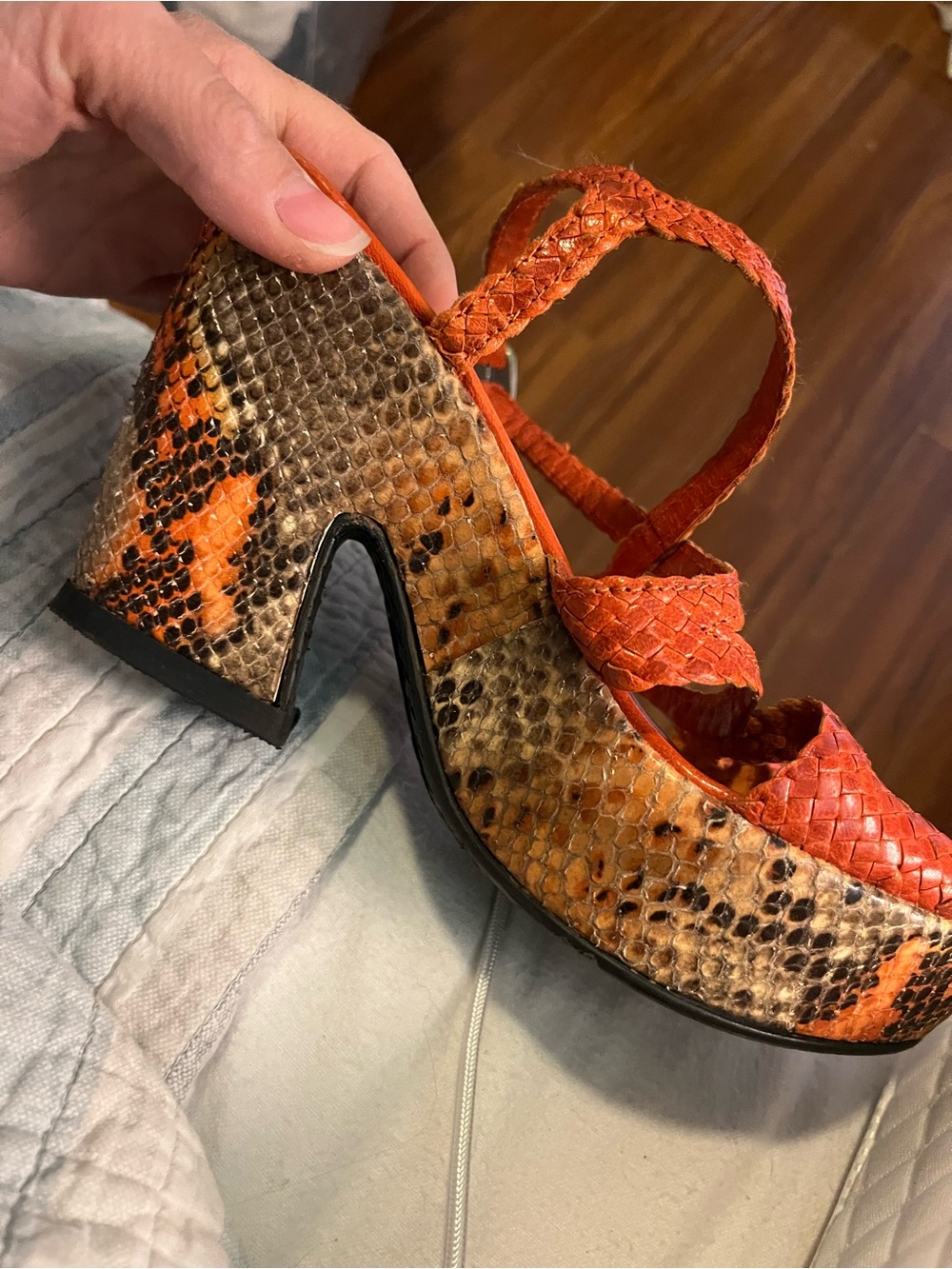Pons Quintana Snakeskin Braided Strap Platform Sandals